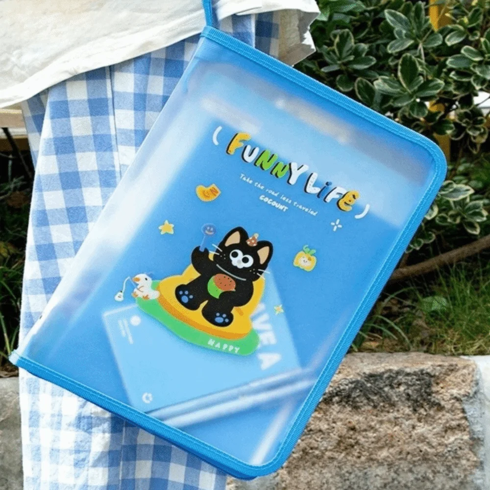 Large Capacity A4 File Storage Bags Hand-held Portable Document Bag Transparent Waterproof Data Storage Bag