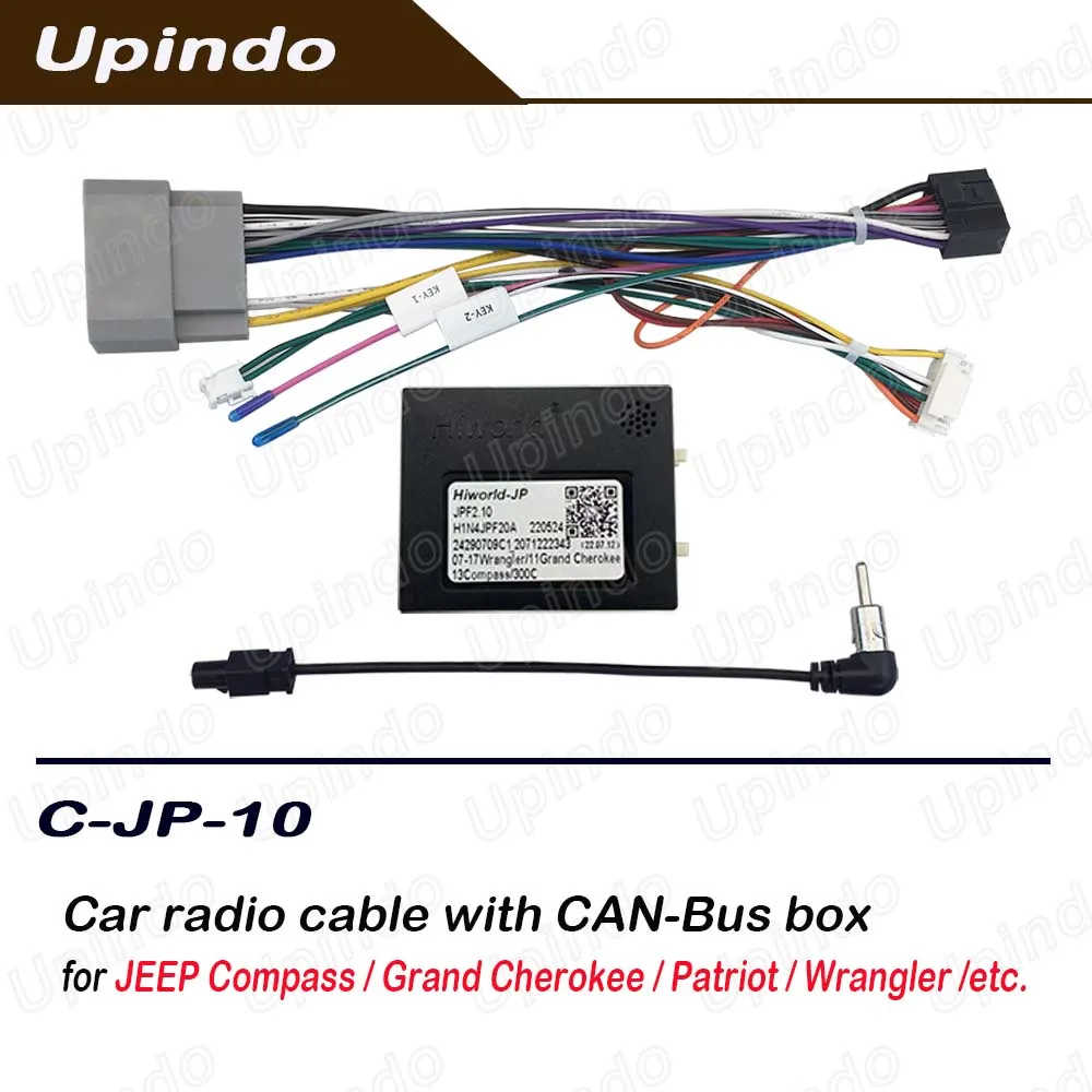 For Jeep Wiring Harness with CAN Bus Box, Android Stereo Radio Install Adapter for Compass Grand Cherokee Wrangler Patriot