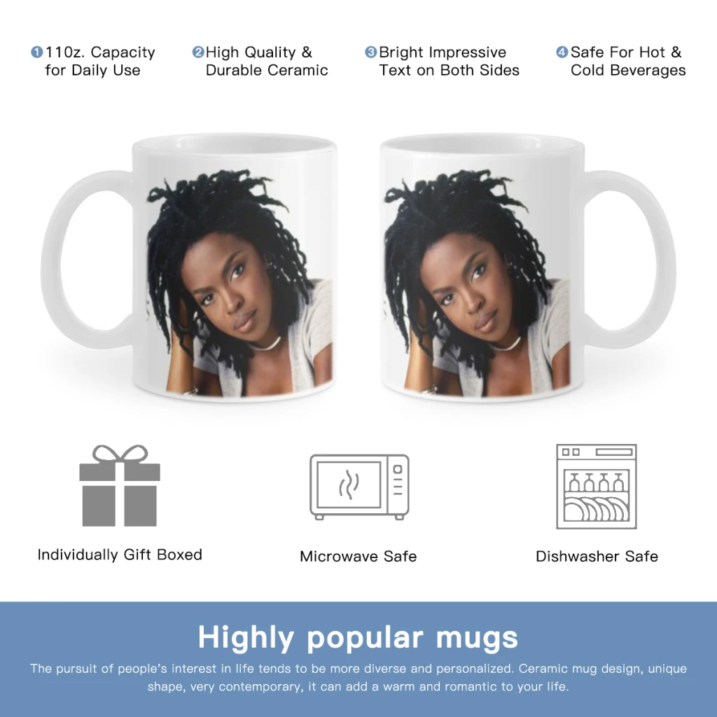 

Black White Lauryn Hill Pop Hip Hop Rapper Music Star Free shipping Ceramic Cup Coffee Oatmeal Breakfast Cup Creative Mug