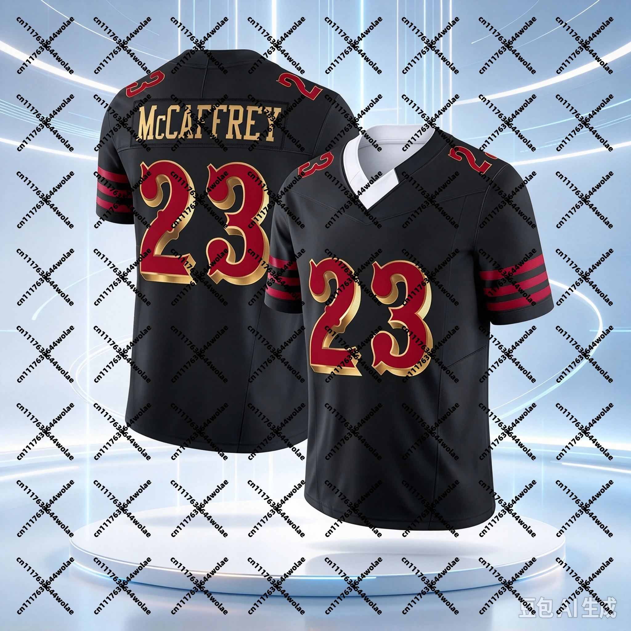 NEW  Men #23 Black Football Jersey V‑Neck Short Sleeve Sport Tops Fans Quick Dry Sports Shirt Men Women Family Matching