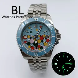 BLIGER NH35A PT5000 MIYOTA Black Blue Green Insert Automatic Men Watch 40mm Sky Blue Ceramic Bezel Luminous Dial Sapphire Glass