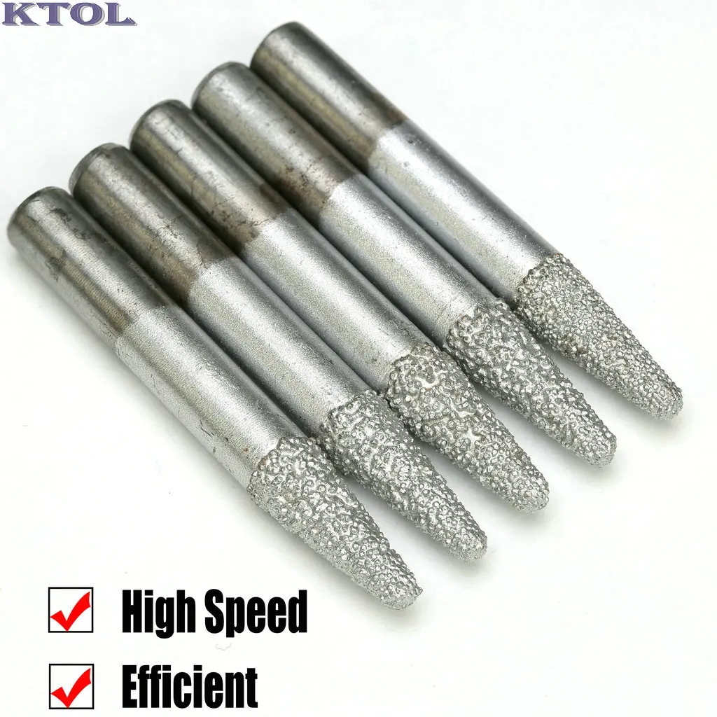 6-12mm V-Shape Taper Ball Nose Brazed Diamond Milling Cutter Stone Engraving Tools CNC Router Bits for Marble 3D Carving Endmill