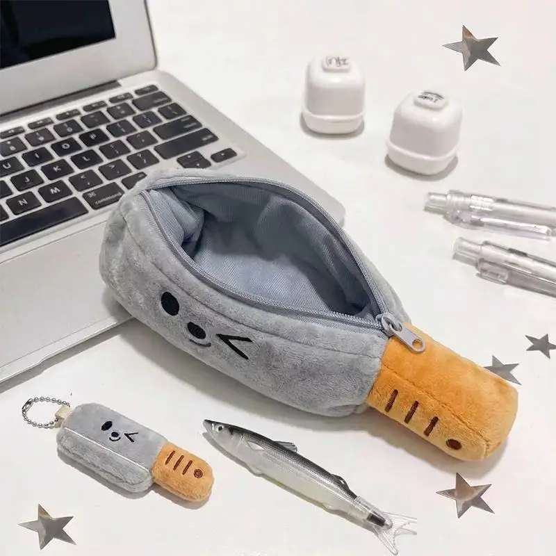 Cute Cartoon Plush Knife Shaped Pencil Case Large Capacity Perfect For Students School Office Use