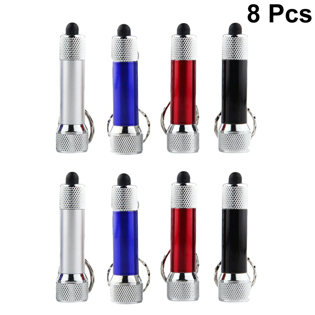 Lanterna LED portátil Keychain, tocha carregável, Mini Design Keyring, 8 pcs