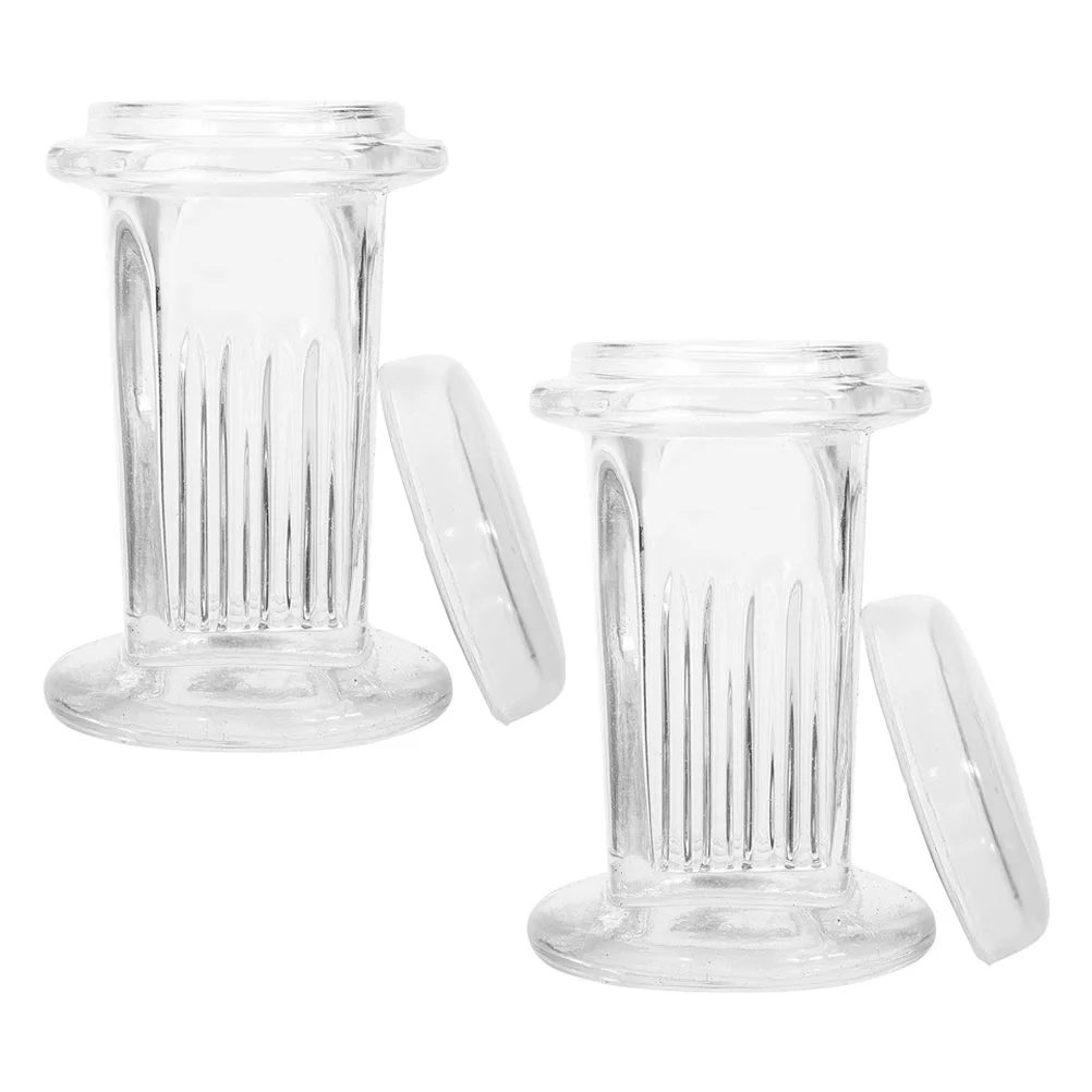 2 Pcs Round Glass Staining Jar Coplin Canisters Lab Slide Rack Laboratory Supplies