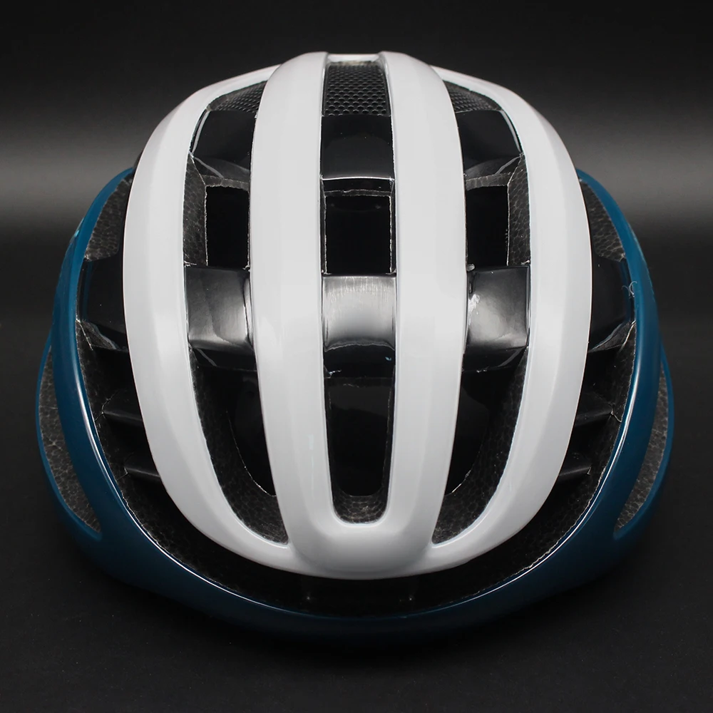 White Blue Road Bike Helmet Lightweight Multi Air Vents Shockproof EPS Foam Adjustable Strap Professional Racing Cycling Helmet