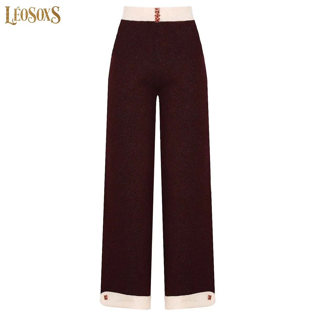 LEOSOXSHigh End Quality Spring And Autumn New Women's Diamond Buckle Knitted Internet Celebrity Casual Style Top JacketPants Set