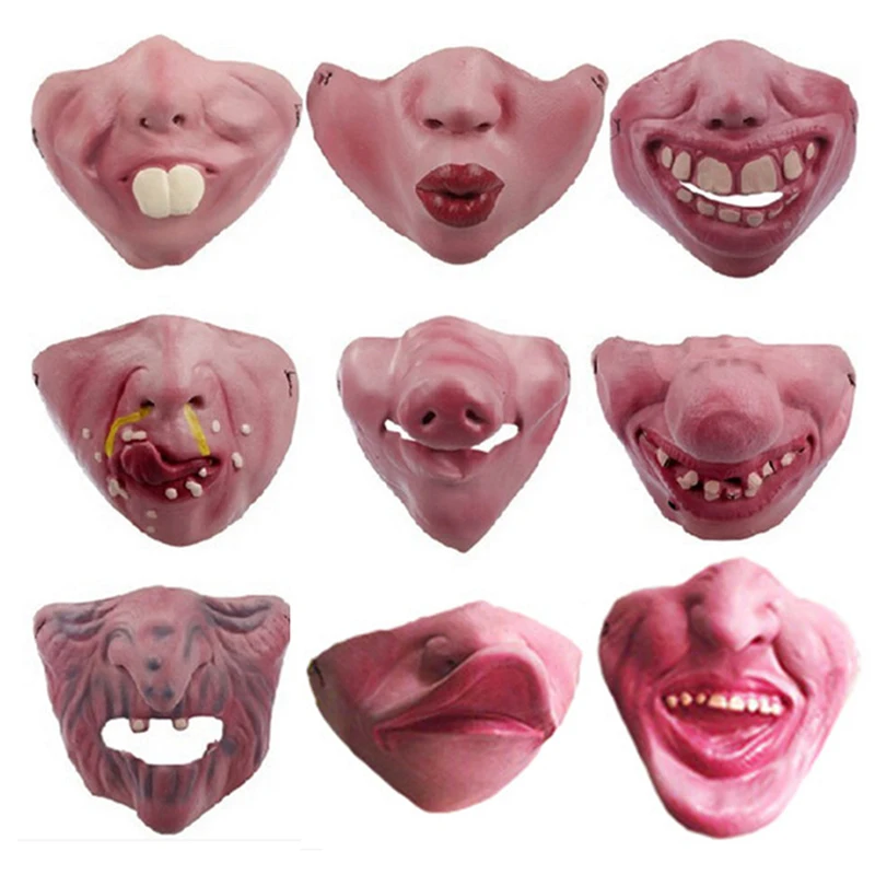 22 Styles Half Face Clown Mask With Elastic Band Humorous Horrible Latex Adult Cosplay Party Halloween Decoration Props