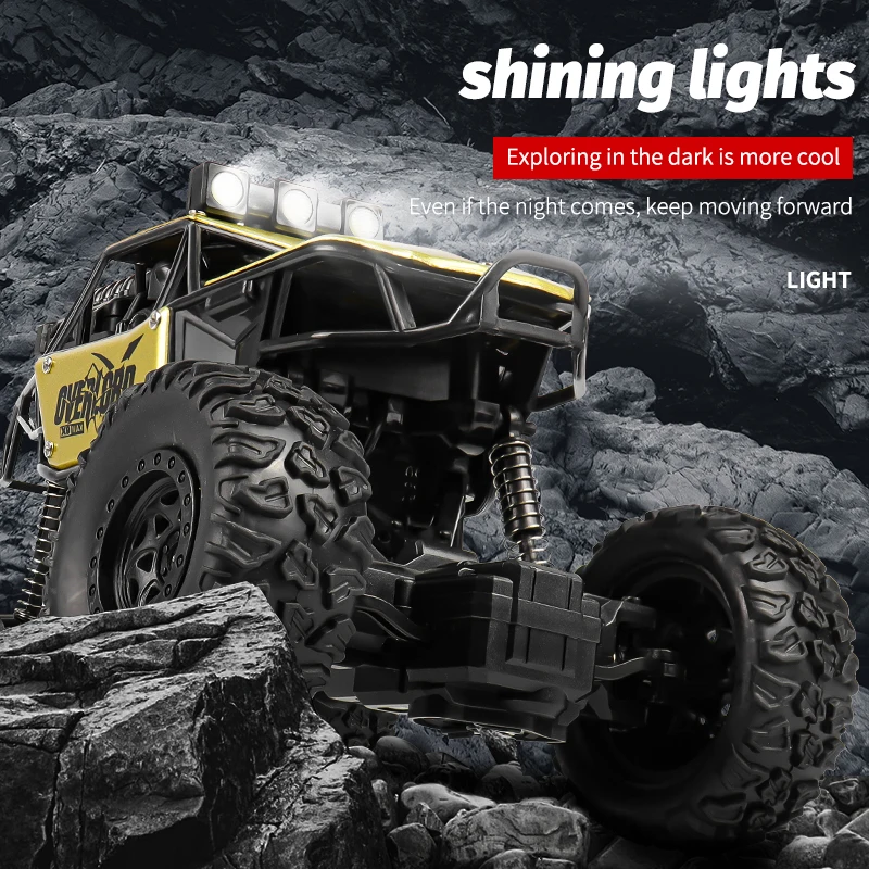 New RC Cars 20KM/H 2WD Remote Control Car 1:16 Off-Road All Terrain Truck Metal Shell LED Headlights Hobby RC Vehicle Toys Gifts