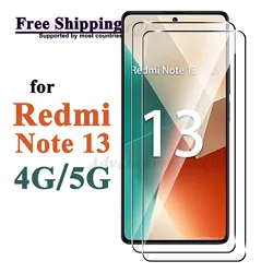 Screen Protector For Redmi Note 13 4G 5G Xiaomi, Tempered Glass HD Crystal 9H Anti Scratch Case Friendly High Aluminum