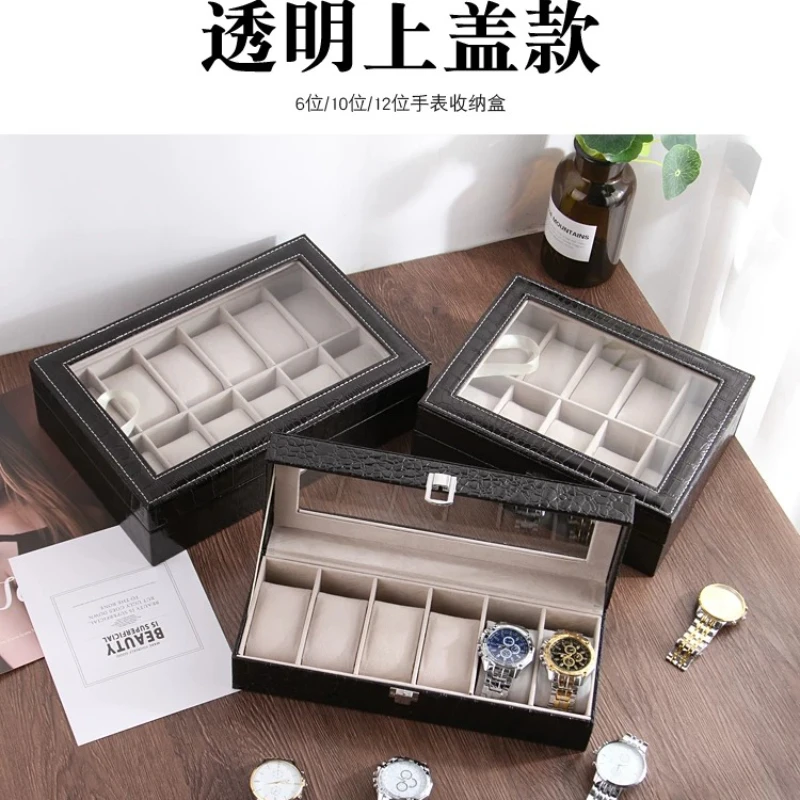 European Leather Watch Storage Box Gift Packaging Stall Display Wristwatch Bracelet Jewelry Organizer Holder Shop Business Gift