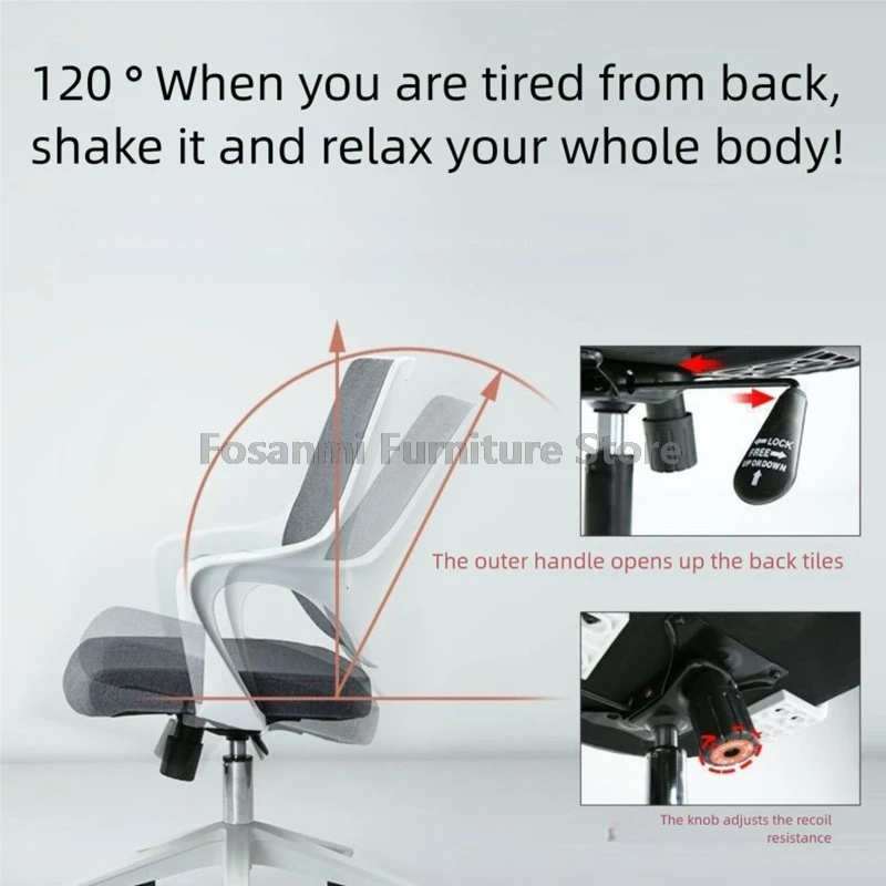 Durable Ergonomic Office Chair with Integrated Armrest Modern Rocking Home Comfort Reclining Gaming Swivel Chair for Small Space