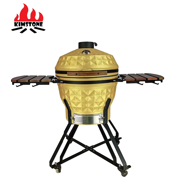 24inch KIMSTONE KimBer Series Diamond Pattern Gold Kamado Grill Luxury Household Using In BBQ Grill