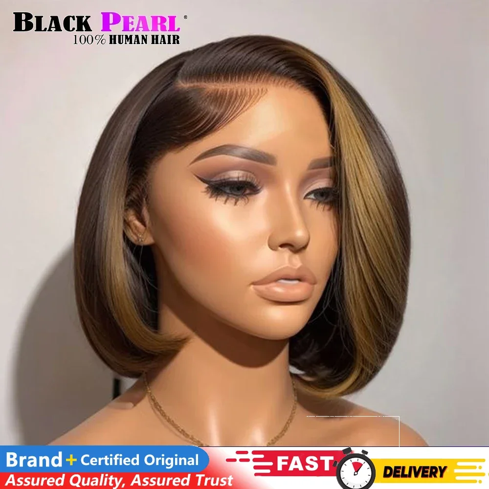 

Peruvian Glueless Lace Front Colored Human Hair Wigs Short Straight Bob Lace Front Human Hair Wigs Highlight Wig Human Hair Wig