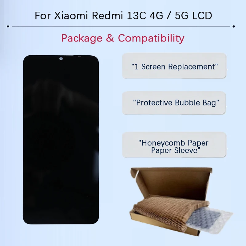 Ekran dotykowy IPS LCD z digitizerem do Xiaomi Redmi 13C 4G 5G 6.74 cala, część zamienna do naprawy, zamiennik wyświetlacza, zestaw naprawczy. — zdjęcie produktu 6