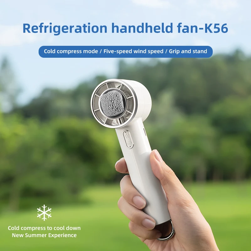 

New Turbocharged Handheld Fan with Long Endurance, Ice Pack Small Fan Outdoor Climbing Buckle, Portable Charging Mini Fan