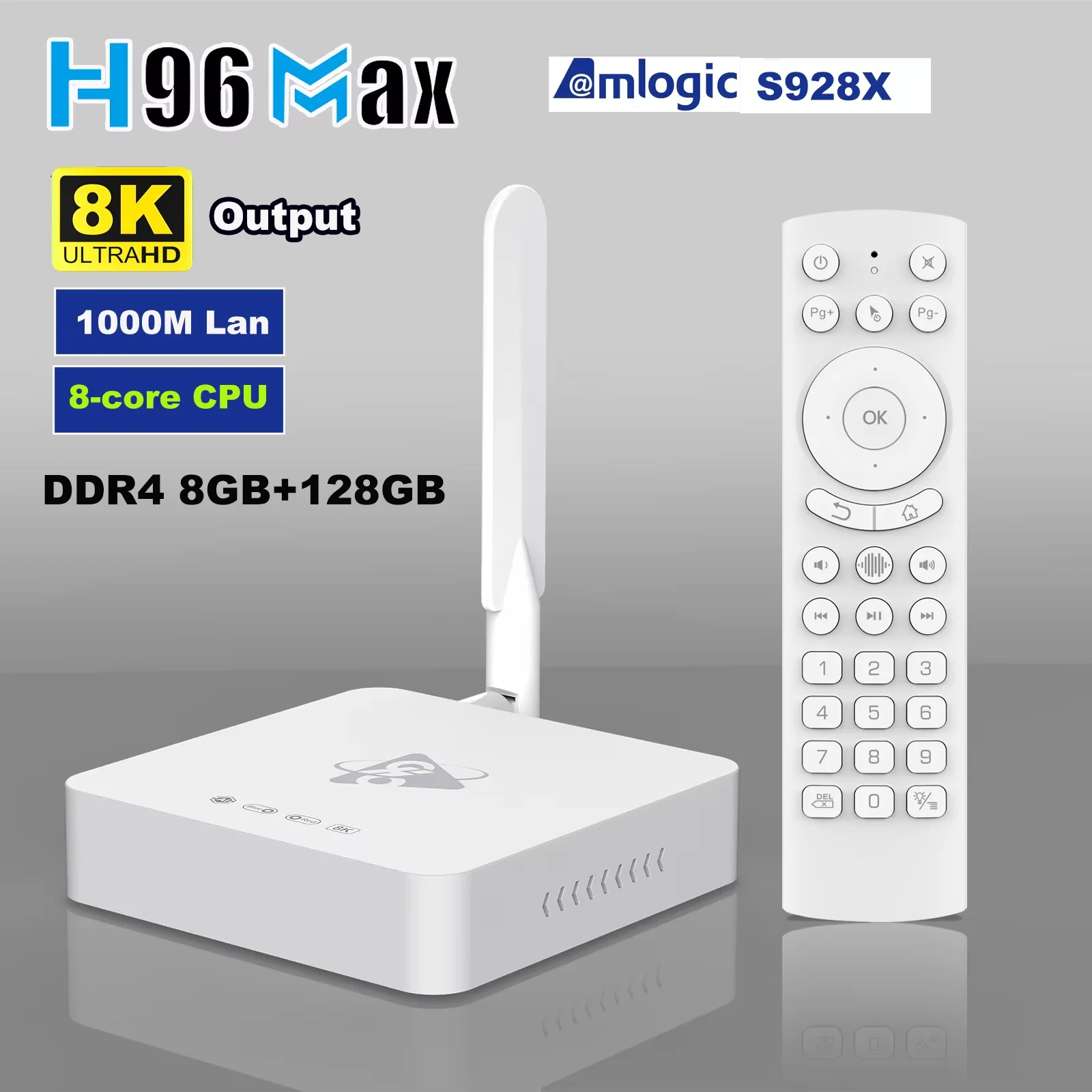 Android 11 AI-SR smart TV box Amlogic S928X H96 MAX M12 TV BOX 4GB 32GB support AV1 8K WIFI6 4T of power NPU set top box