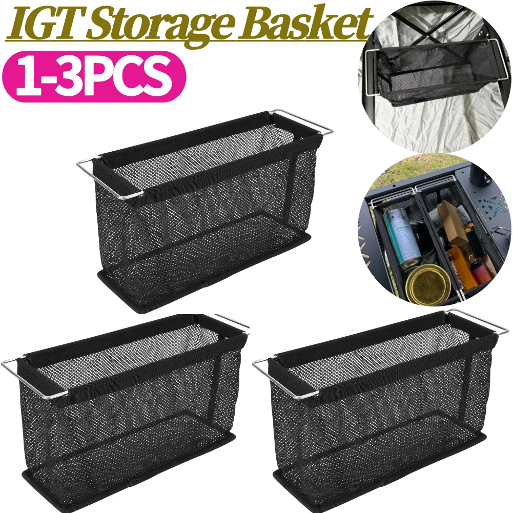 Mesh Folding Drainage Basket Storage Box Portable Folding IGT Mesh Drain Basket for Outdoor Camping IGT Table Accessories