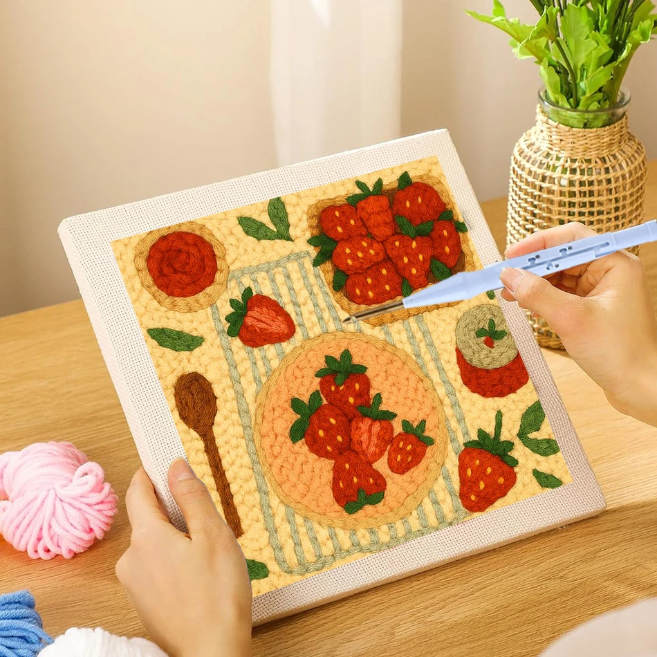 

Punch Needle Kits Adults Crafts Cross Stitch Kits Fruit Starter Diy Needle Punch Poking Embroidery Kit Modern Diy Craft Kits