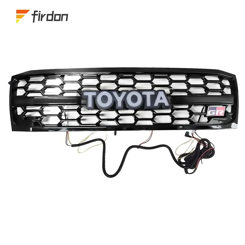 Car Chrome Mesh Auto Radiator Grill with Lamp Front Modified Middle grille For Toyota Land Cruiser LC100