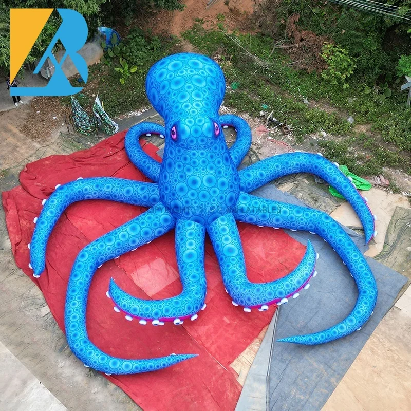 Op Maat Gemaakte Grote Strandfeestballonnen Grote Blauwe Luchtgeblazen Octopus Voor Decoratiespeelgoed