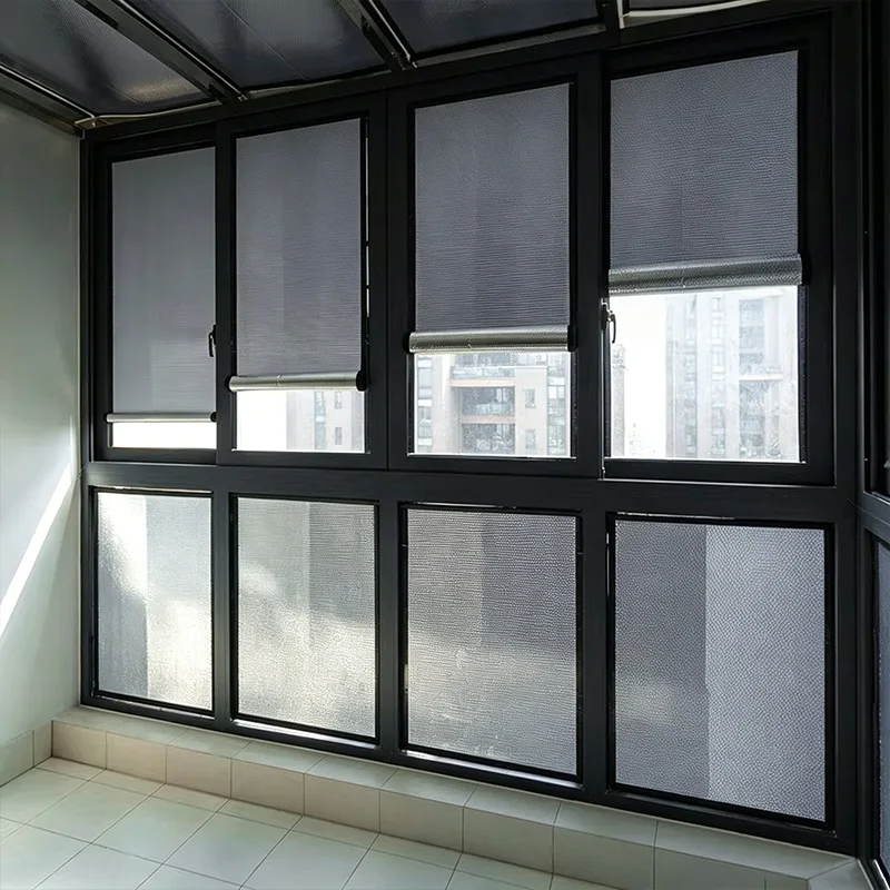 Retractable Hovering Sunscreen Heat Insulation Self-adhesive Curtains Roller Shade with Velcro Anti UV Window Glass Shading Film