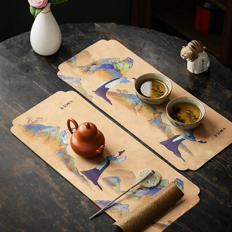 Tea Towel Tea Cup Tea Mat and Cloth Chinese Tablecloth Mat Cotton Duster Cloth Tea Set Cover Cloth  Tea Napkin