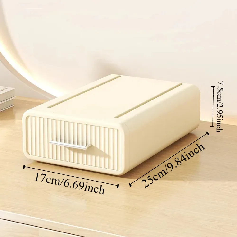 Plastic Desktop Storage Box Stackable Cosmetics Stationery Table Organizer with Drawer Necklaces Office Storage Cabinet School