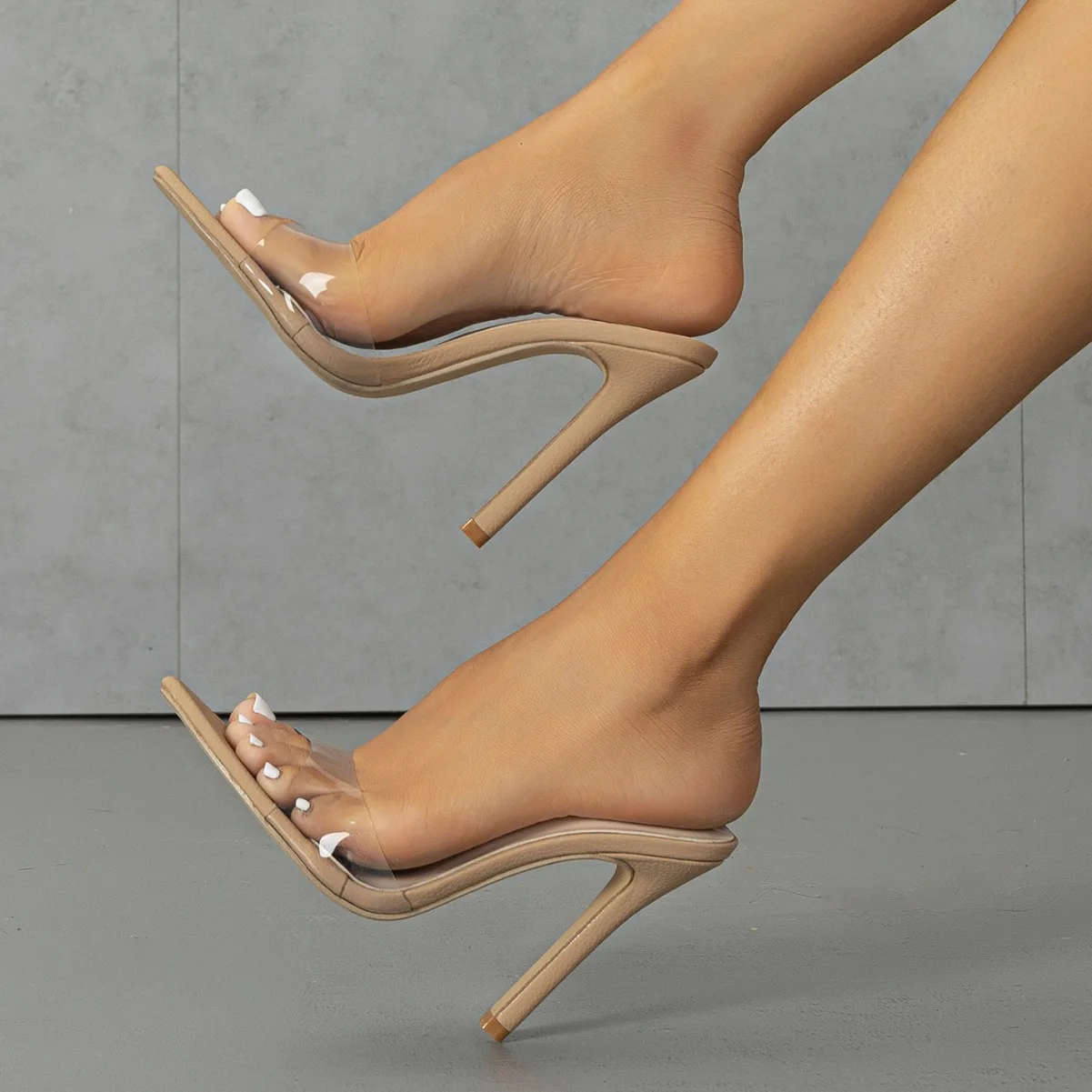 Fashion PVC Transparent Sexy High Heel Pointed Toe Peep Toe Women Summer Slippers Slip on Women Shoes Sandalias De Mujer