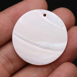 Natural Freshwater Mother of Pearl Shell Round Pendant Beads DIY Made Charming Women's Necklace Earrings 10pcs