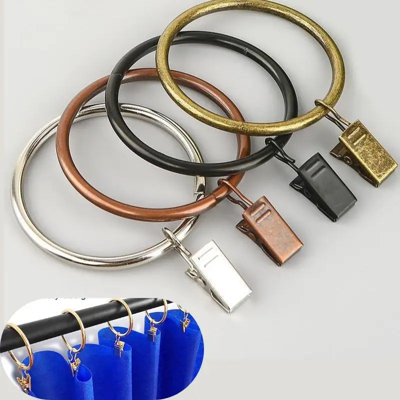 

10pcs Window Accessories With Clips Curtain Rings Clips Metal Rustproof Clothes Clip Curtain Rods Curtain Rings Buckles Home