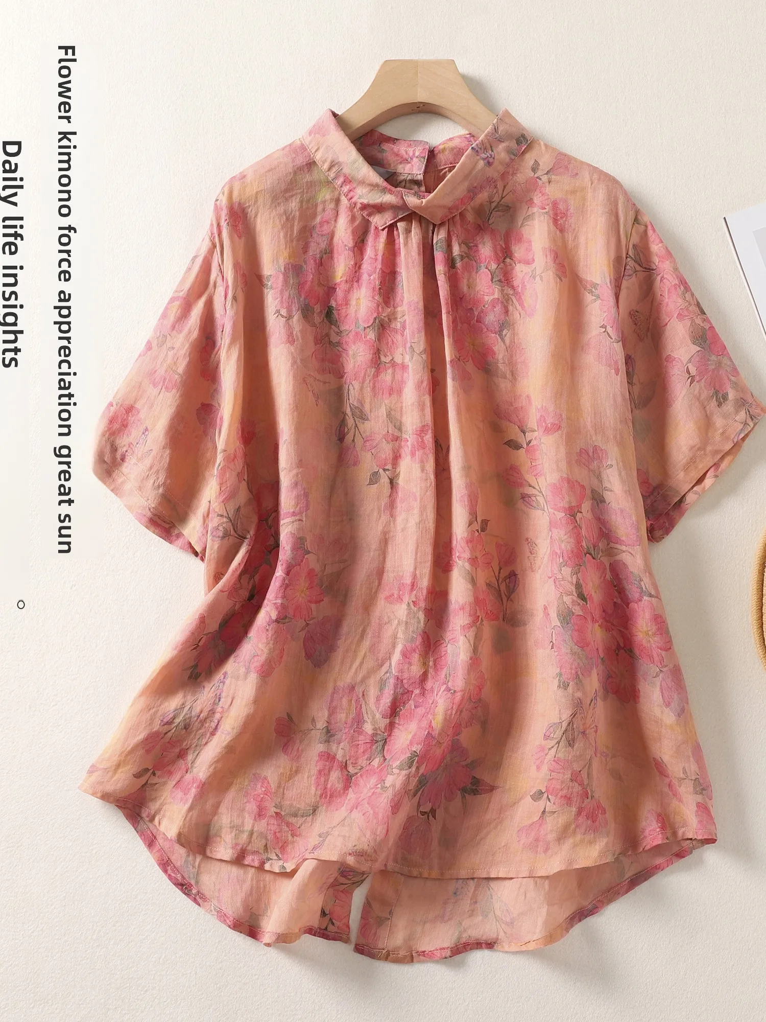 

Повседневная хлопково-льняная одежда irt ort Sve с детским воротником и пуговицами, женская одежда большого размера с цветочным принтом, летний топ