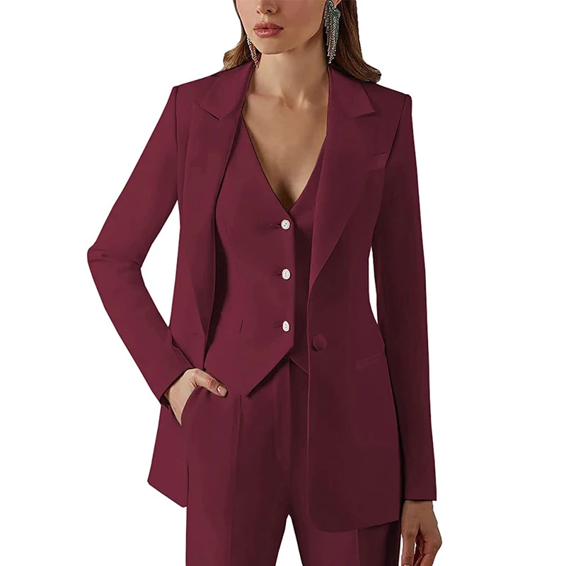 Women\'s Suit Formal Business Work Wear 3 Piece Pants Suits Lady Blazer + Trousers + Vest костюм женский