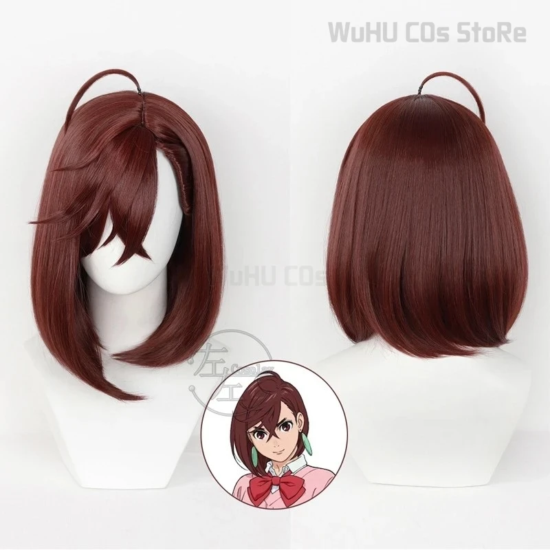 Momo Ayase Wig Anime Dandadan Cosplay Women 38cm Brown Straight Short Hair Ayase Momo Cosplay Ear Clips Free Wig Cap Customized