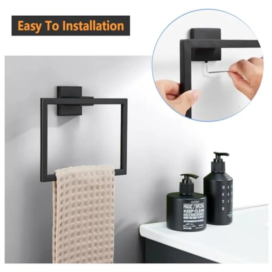 

Thickened 304 Stainless Steel Square Towel Rack, Rust‑Resistant Bathroom Hanger