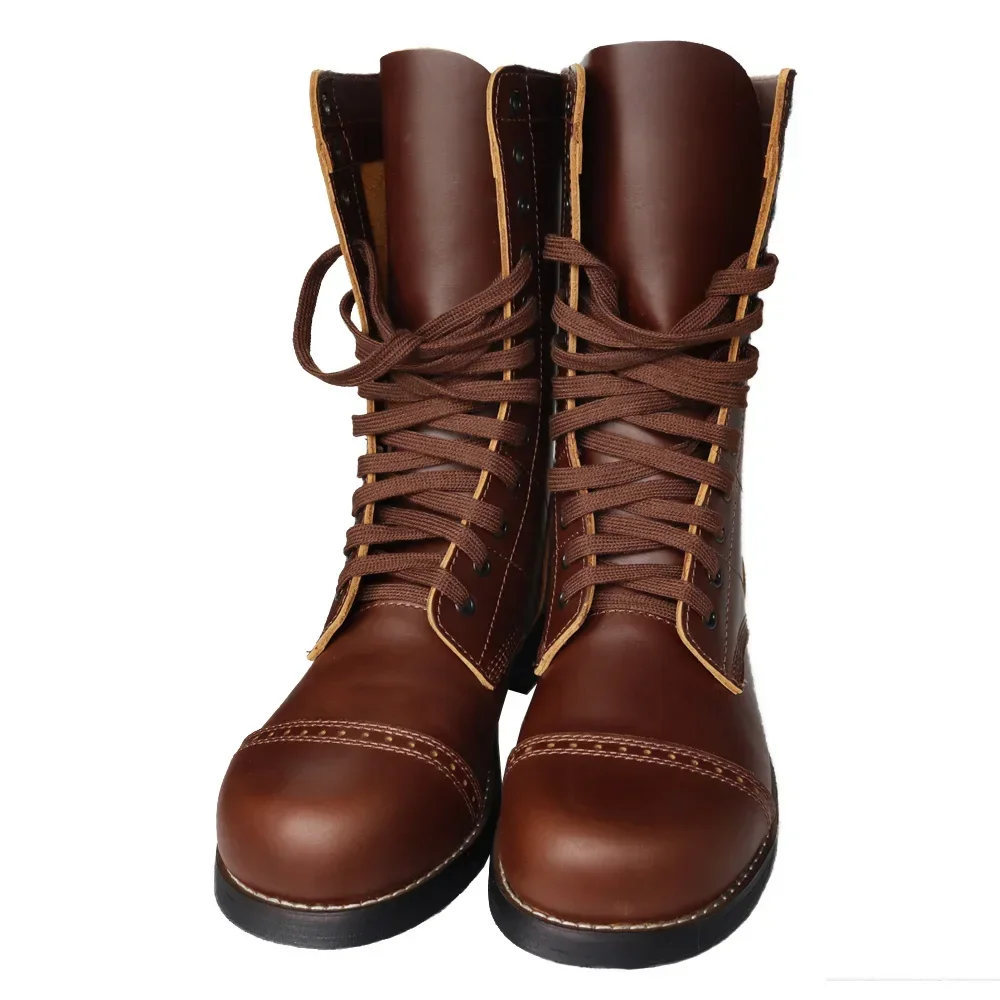 WANG1.Paratroopers Boots Retro Tactic M1942 Replica of World War II Soldiers Equipped with Cowhide Climbing Boots