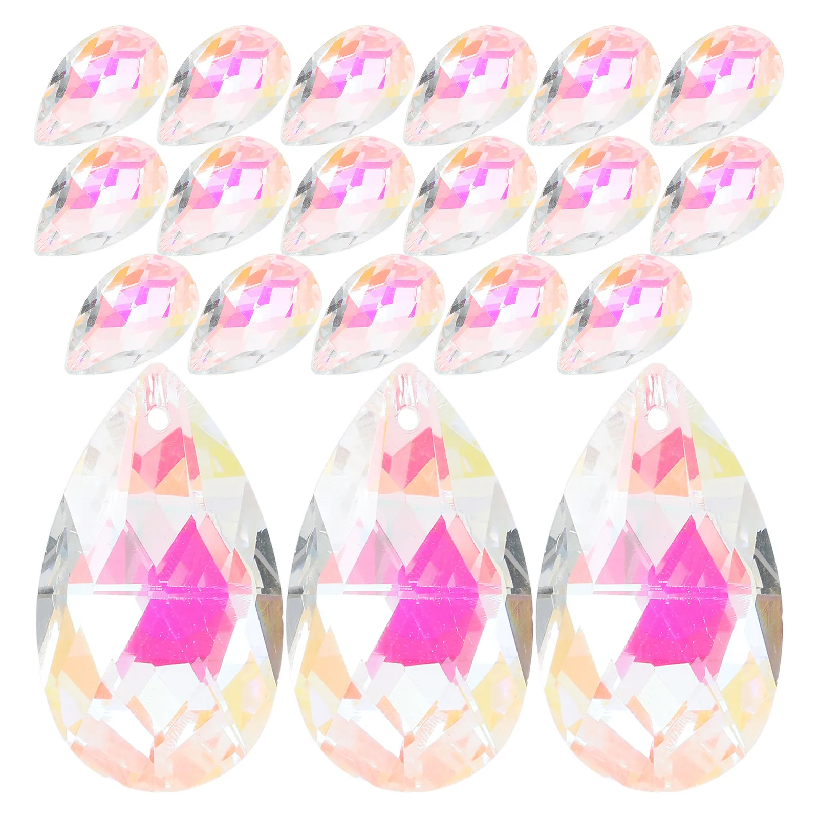 20Pcs Crystal Window Hanging Ornaments Faceted Clear Teardrop Prism Beads Top Drilled Chandelier Replacement Dangle Pendants