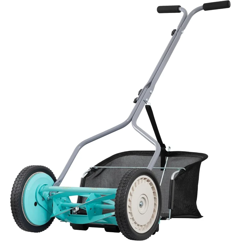 

American Lawn Mower Company 1304-14GC 14-Inch 5-Blade Push Reel Lawn Mower with Grass Catcher, Mint
