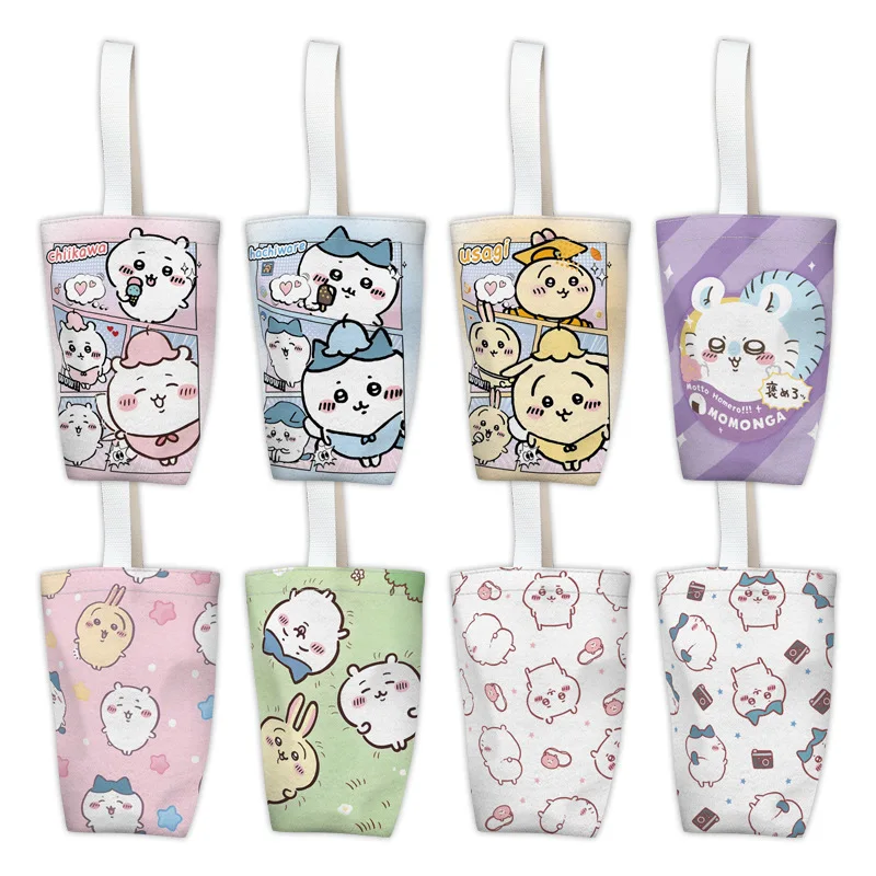 Student Chiikawa Canvas Handheld Lunch Bag Lunch Box Hand Cup Bag New Kawaii Cartoon Bags for Woman Girl Hachiware Usagi