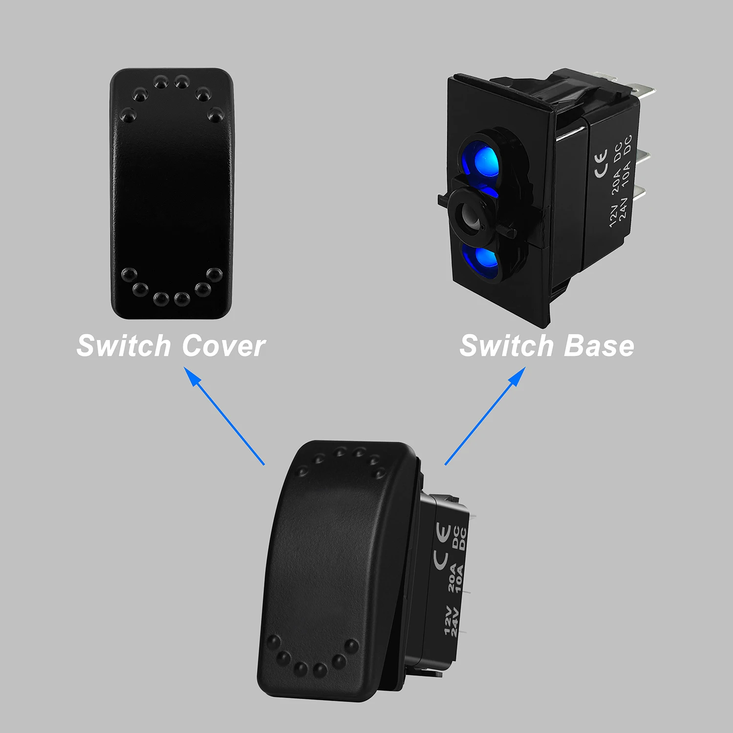 Laser Etched Rocker Cap Replacing Cover Only For Car Boat Marine NARVA Carling RV ARB Rocker Switch Replace Auto Accessories