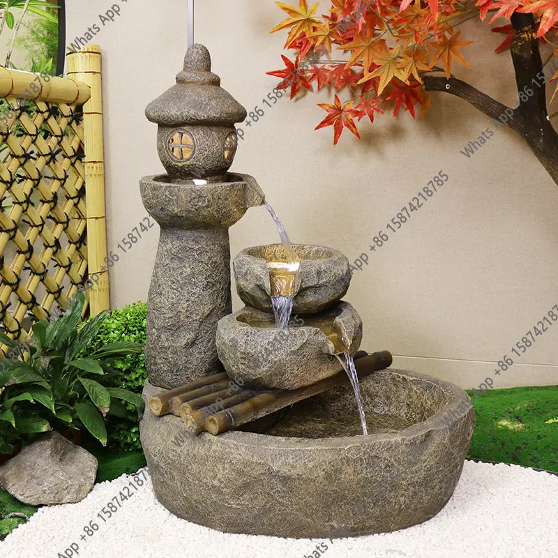 Vb Japanese-style Courtyard Fish Pond Landscape, Balcony Yard Garden Landscaping Arrangement, Villa Outdoor Running Water Founta