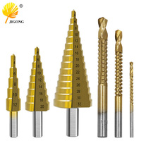 6Pcs Triangular Shank Drill Bit Bearing Steel Titanium Plated Step Set Baota Woodworking Groove Saw