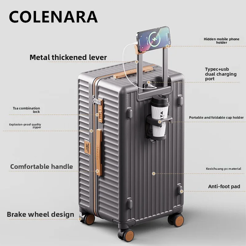 

COLENARA Suitcase on Wheels 20 Inch Men's Boarding Case 24"26"28 "ABS+PC Trolley Case Cart Style Travel Bag Carry-on Luggage