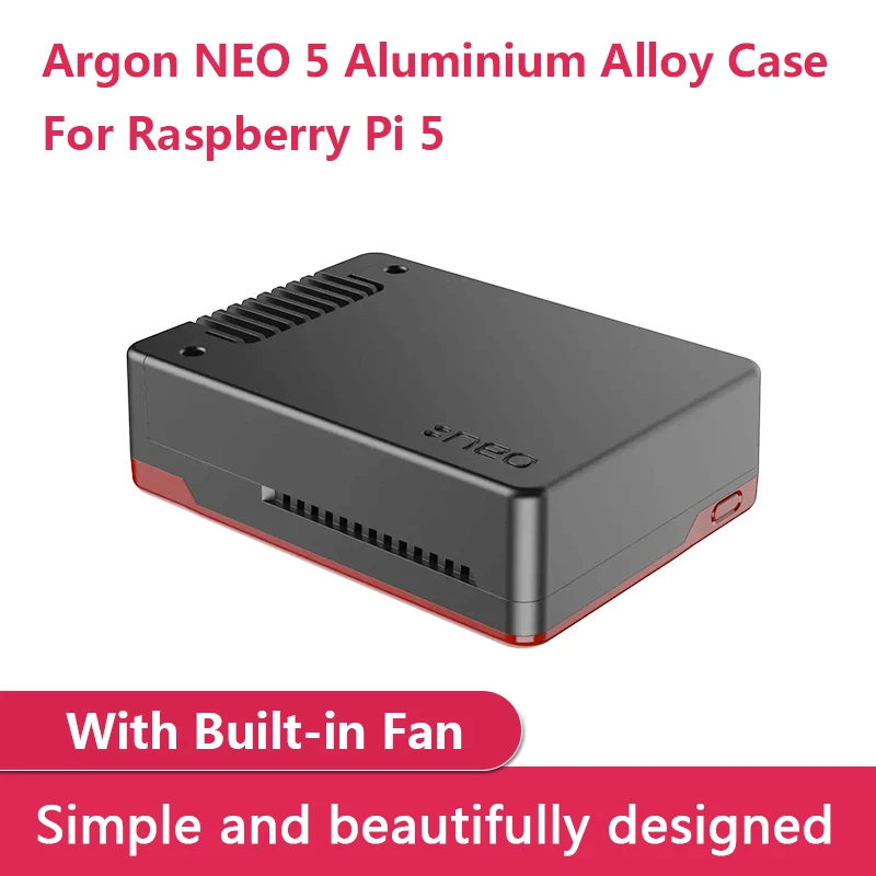 

Корпус из алюминиевого сплава Argon NEO 5 для Raspberry PI 5, черный и красный корпус со встроенным охлаждающим вентилятором