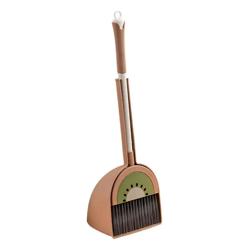 Small Broom With Dustpan Combo Set Fruit Design Kitchen Broom Little Housekeeping Helper Set House Cleaning Tools For Boys And