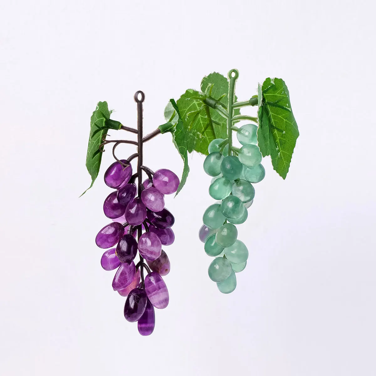 1PC Natural crystal purple fluorite grape green fluorite raw stone fruit string model home decoration