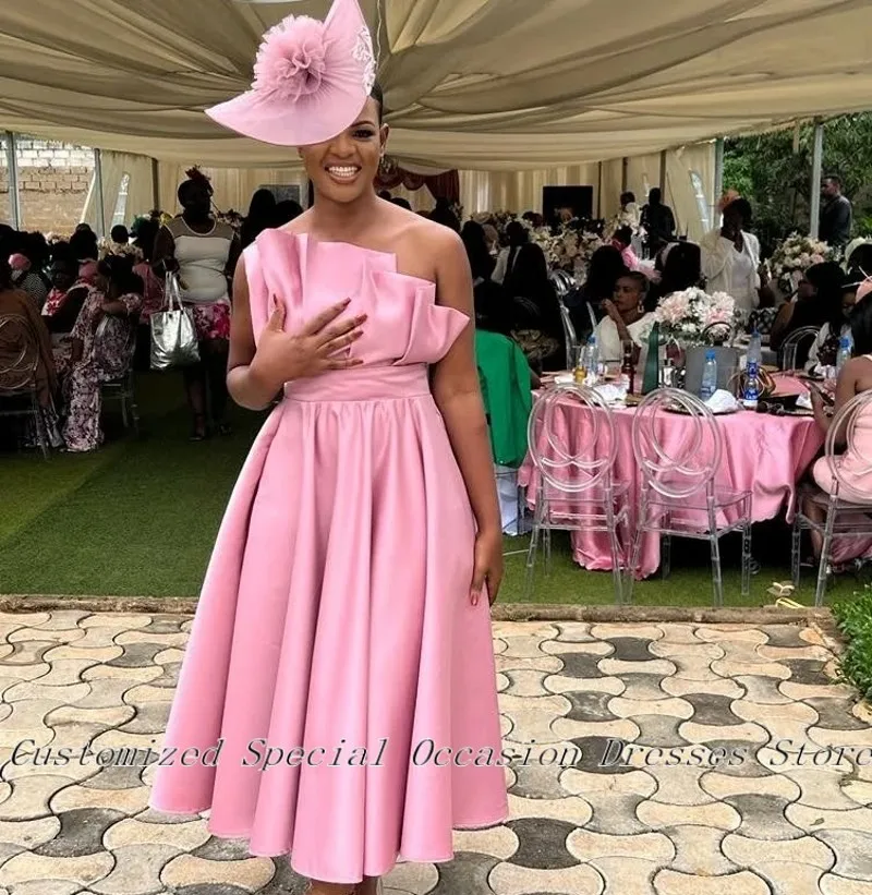 

Изысканные зубчатые платья для черных девочек на день рождения, коктейльные платья миди с оборками, простое платье для гостей на свадьбу, по индивидуальному заказу