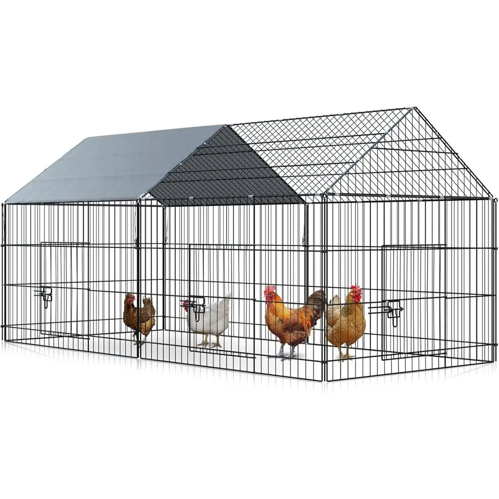 

Chicken Coop 87"×41" or Yard Metal Chicken Pen with Waterproo Cover Portable Chicken Cage Outdoor Enclosure Crate Outside or Sma