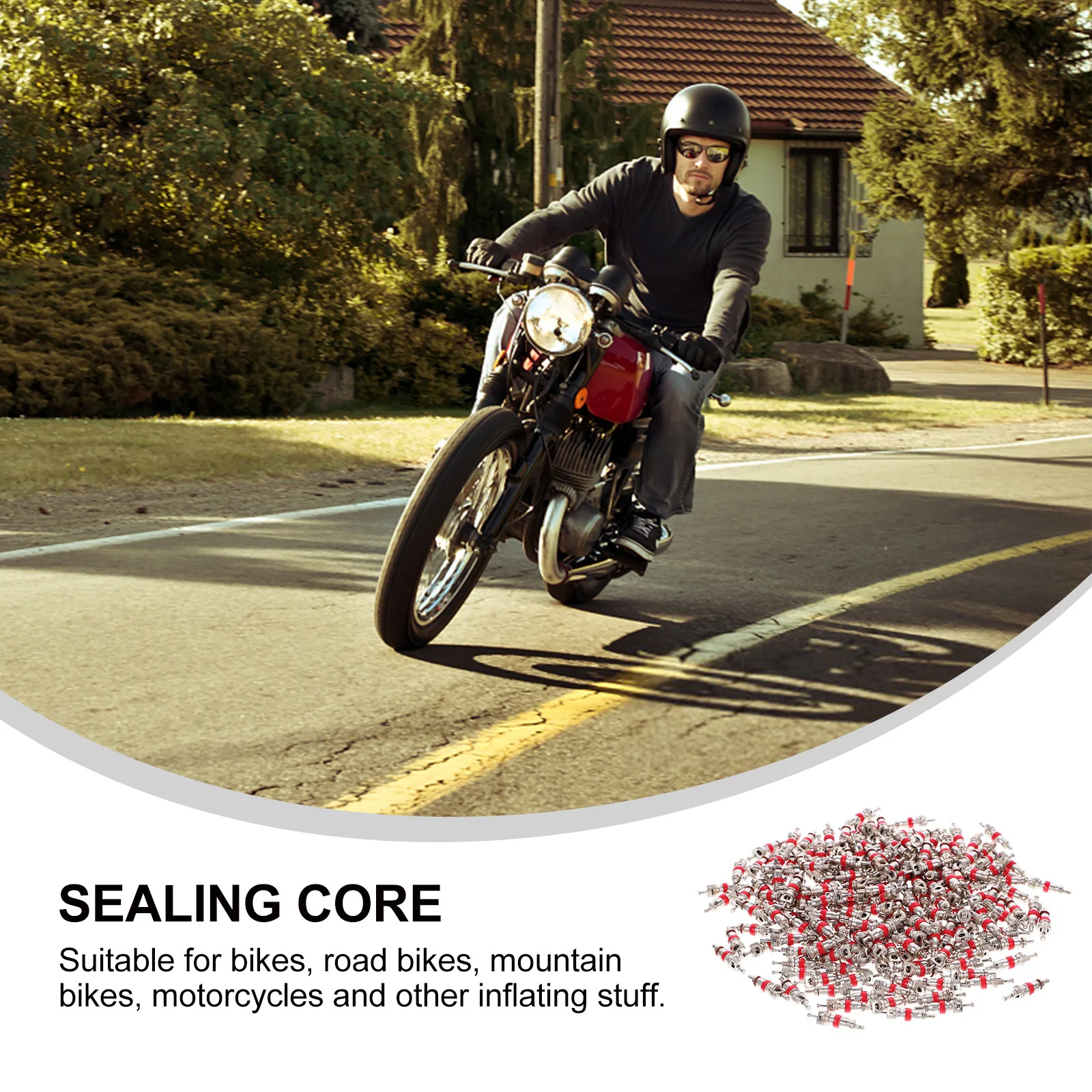 

200Pcs Zinc Alloy Tire Core Red Sealing Piston Core Reusable Air Tight Stopper for Bike Motorcycle Wheel Inflation Tool