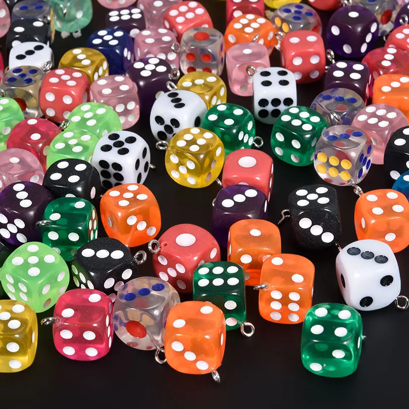 10/30/50/100pcs/Lot Resin Transparent Dice Charm Games Dice Pendant For Jewelry Making  DIY Earrings Pendants Craft Accessories